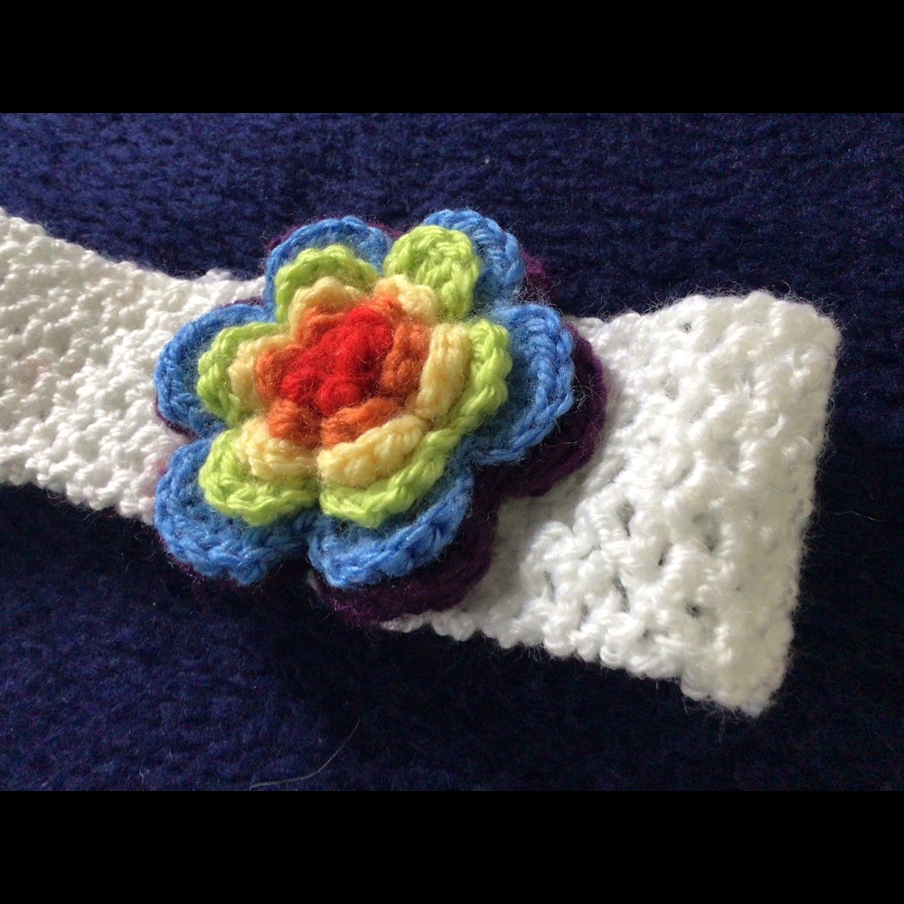 Crocheted flower headband